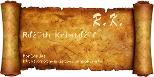 Róth Kristóf névjegykártya